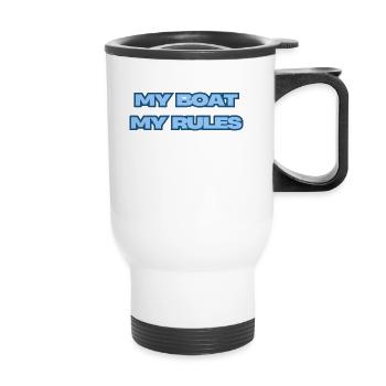 MY BOAT MY RULES - Thermal mug with handle - white - Front