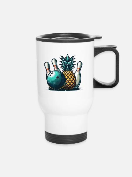 Ananas Bowling - Thermobecher mit Tragegriff - Weiß