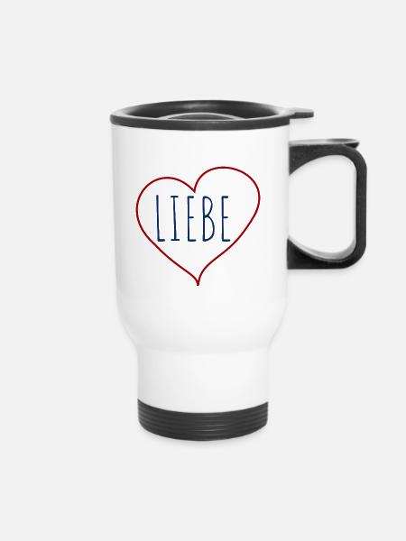Liebe Herz - Thermobecher mit Tragegriff - Weiß