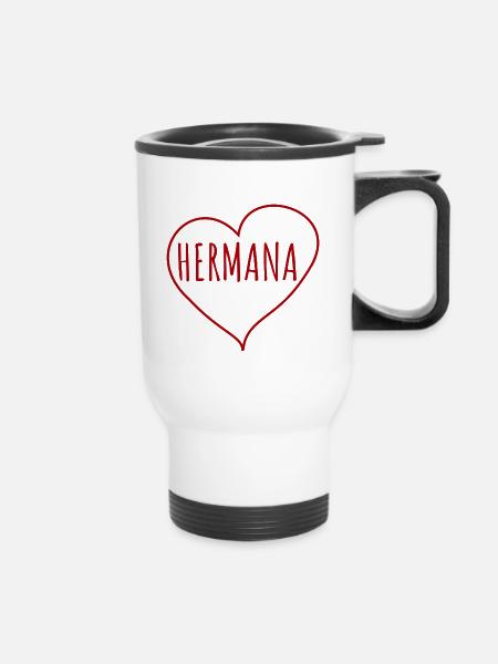 Hermana Herz - Thermobecher mit Tragegriff - Weiß