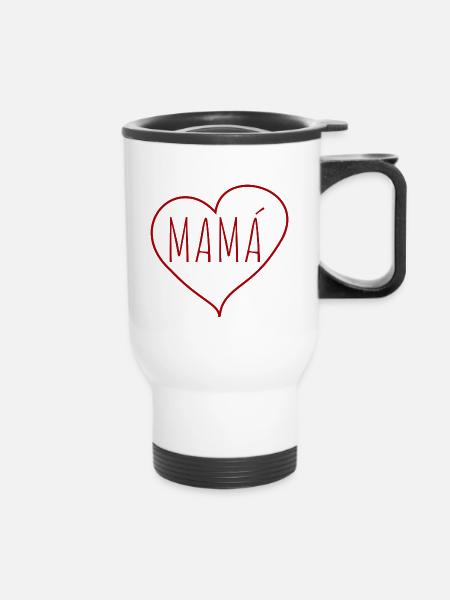 Mamà Herz - Thermobecher mit Tragegriff - Weiß