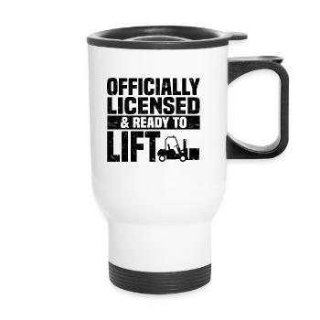 Forklift - Thermal mug with handle - white - Front