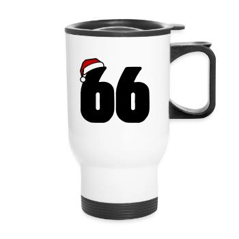 66 Zahl Weihnachten - Thermobecher mit Tragegriff - Weiß - Vorne