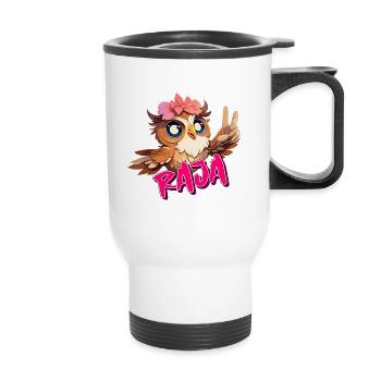 RAJA - Beau nom de fille avec hibou mignon - Tasse isotherme avec poignée - blanc - Devant