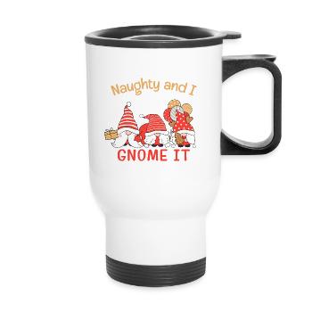 Naughty and I gnome it funny Christmas plaid - Thermal mug with handle - white - Front