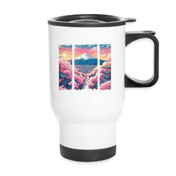 Japanese Cherry Blossom Route - Thermal mug with handle - white - Front