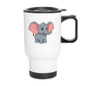 Animal Cartoon Elephant - Thermal mug with handle - white - Front