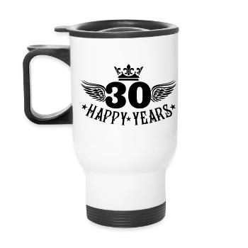 30 Happy Years - Thermal mug with handle - white - Back