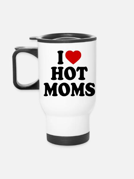 I love hot moms - Thermobecher mit Tragegriff - Weiß