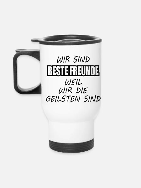 Beste Freunde - Thermobecher mit Tragegriff - Weiß