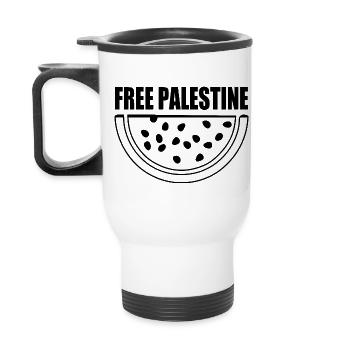 Free palestine - Thermobecher mit Tragegriff - Weiß - Hinten