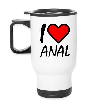 I love - Thermal mug with handle - white - Back