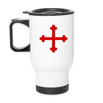 Tempelritter Kreuz - Templer - Balkenkreuz - Thermobecher mit Tragegriff - Weiß - Hinten