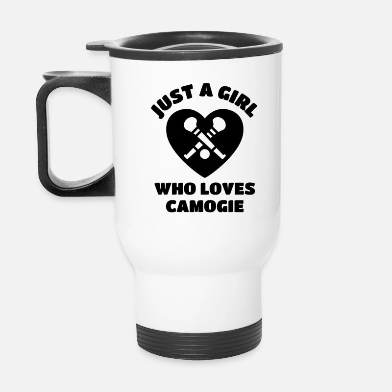 Nur ein Mädchen, das Camogie liebt. - Thermobecher mit Tragegriff - Weiß
