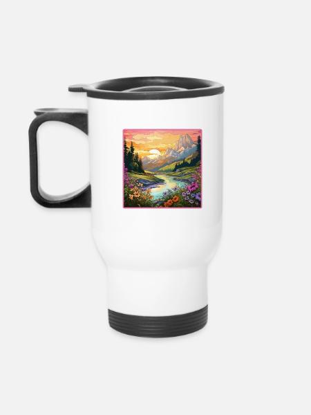 Love Nature à la Jugendstil - Thermobecher mit Tragegriff - Weiß