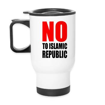 no to islamic republic - Thermobecher mit Tragegriff - Weiß - Hinten