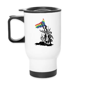 Freedom Guiding LGBT People - Thermal mug with handle - white - Back