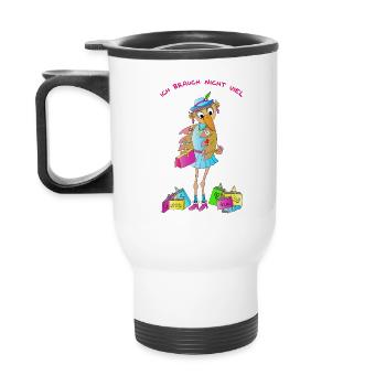 Schräger Vogel Shopping Girl Humor Comicstyle - Thermobecher mit Tragegriff - Weiß - Hinten