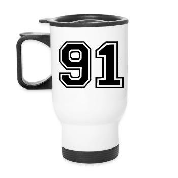 91 - Thermal mug with handle - white - Back