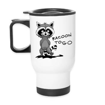 Racoon to go - Thermobecher mit Tragegriff - Weiß - Hinten