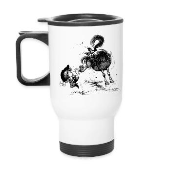 Thelwell 'Pony sticks out his tounge. - Thermal mug with handle - white - Back