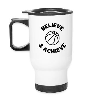 Netball: Believe & Achieve - Thermal mug with handle - white - Back