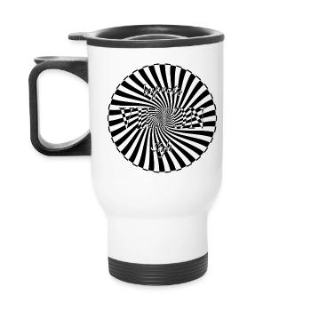 Hypnotic Vision Style - für hellen Untergrund - Thermobecher mit Tragegriff - Weiß - Hinten