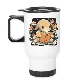 Bunny lit livre lapin rat de bibliothèque lire des livres - Tasse isotherme avec poignée - blanc - Dos