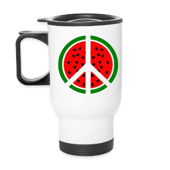 Wassermelone melone peacezeichen - Thermobecher mit Tragegriff - Weiß - Hinten