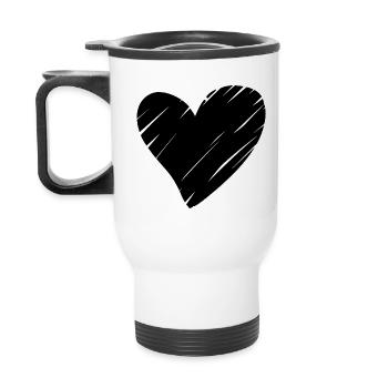 Cœur Noir - Tasse isotherme avec poignée - blanc - Dos