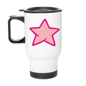 Pink star - Thermal mug with handle - white - Back