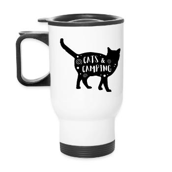 Chats & Camping - Tasse isotherme avec poignée - blanc - Dos