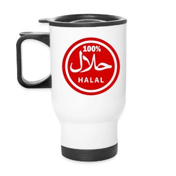 Halal - Thermobecher mit Tragegriff - Weiß - Hinten