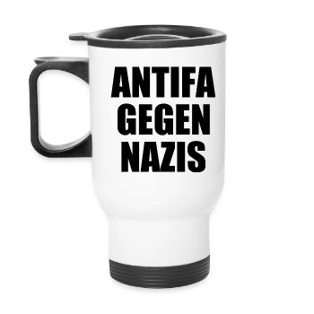 Antifa gegen nazis - Thermobecher mit Tragegriff - Weiß - Hinten