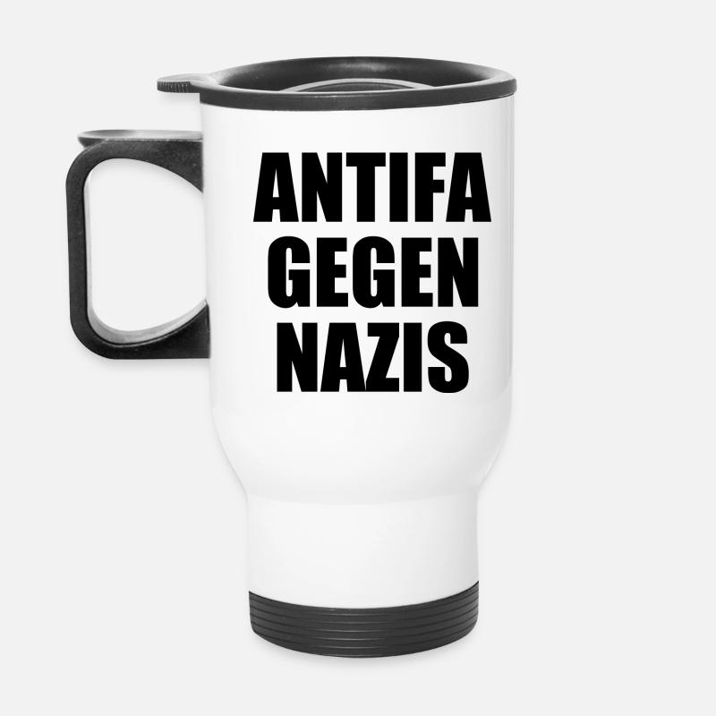 Antifa gegen nazis - Thermobecher mit Tragegriff - Weiß