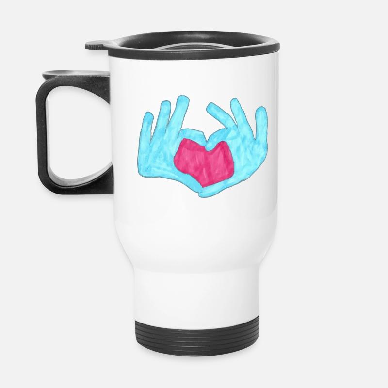 Mains Cœur - Tasse isotherme avec poignée - blanc