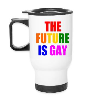the future is gay - Thermobecher mit Tragegriff - Weiß - Hinten
