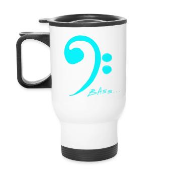 sketch bass clef_blue - Thermal mug with handle - white - Back