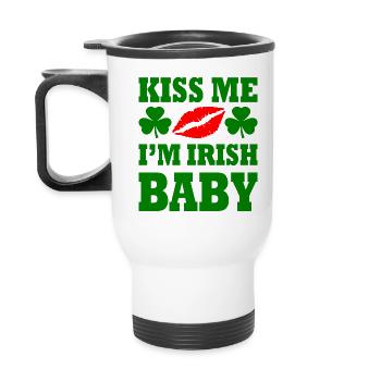 kiss me im irish baby - Thermal mug with handle - white - Back