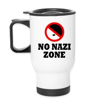 Against the right - no nazis zone - Thermal mug with handle - white - Back