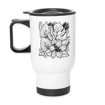 Flowers - Thermal mug with handle - white - Back