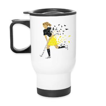 Hockeyspielerin schwarz gelb - Thermobecher mit Tragegriff - Weiß - Hinten