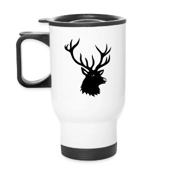 hirsch geweih hirschkopf stag night brunft buck - Thermobecher mit Tragegriff - Weiß - Hinten