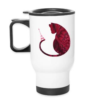 katze mit eiffelturm e 68 - Thermobecher mit Tragegriff - Weiß - Hinten
