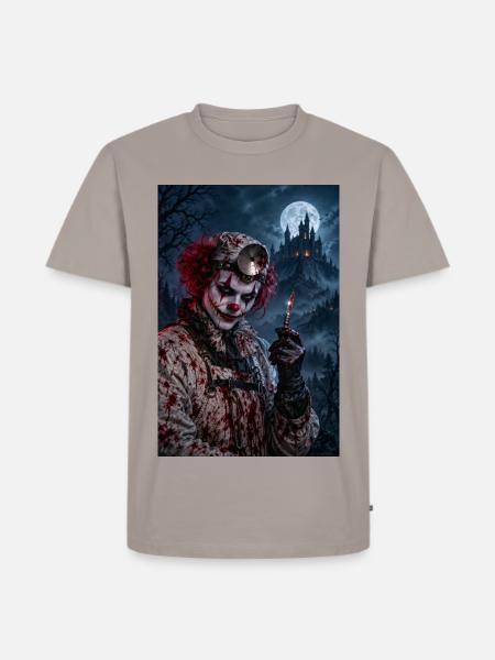Unheimlicher Clown-Chirurg – Halloween-Horror - Männer Premium Bio T-Shirt - Taupe