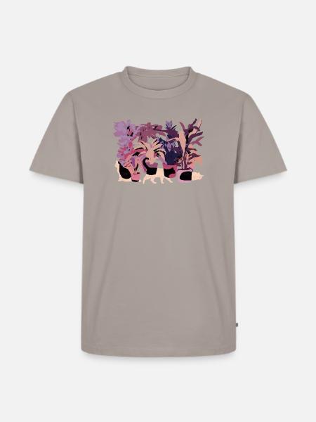 KATZEN UND PFLANZEN - Männer Premium Bio T-Shirt - Taupe