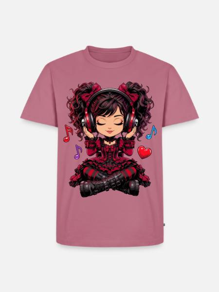 Gothic Chibi Girl Musik - Männer Premium Bio T-Shirt - Mauve