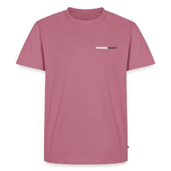 Powder Panic Logo - Men's Premium Organic T-Shirt - mauve - Front - Nico (187cm)