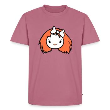 Bird Lady Woman Female Pretty Face Bow - Men's Premium Organic T-Shirt - mauve - Front - Nico (187cm)