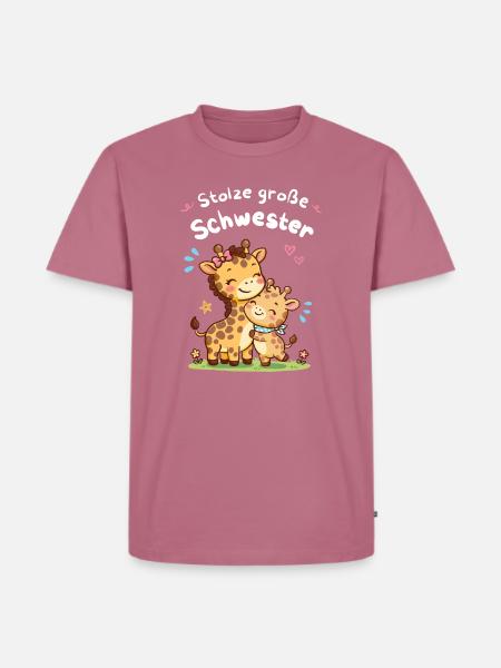 Stolze große Schwester Giraffe – Kleiner Bruder - Männer Premium Bio T-Shirt - Mauve